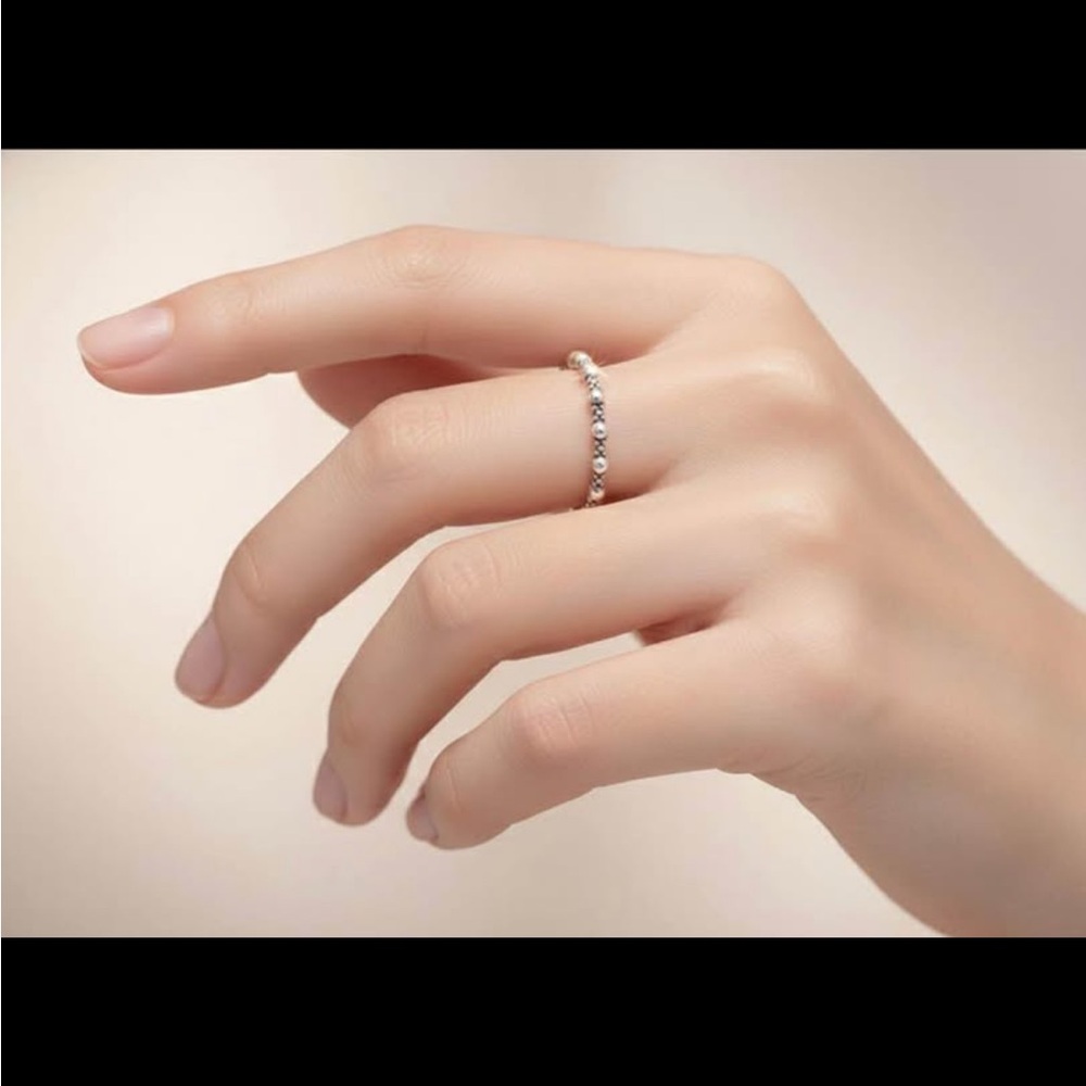 Sterling Silver Beaded Stackable Rings - Silver - Picture 5 of 10